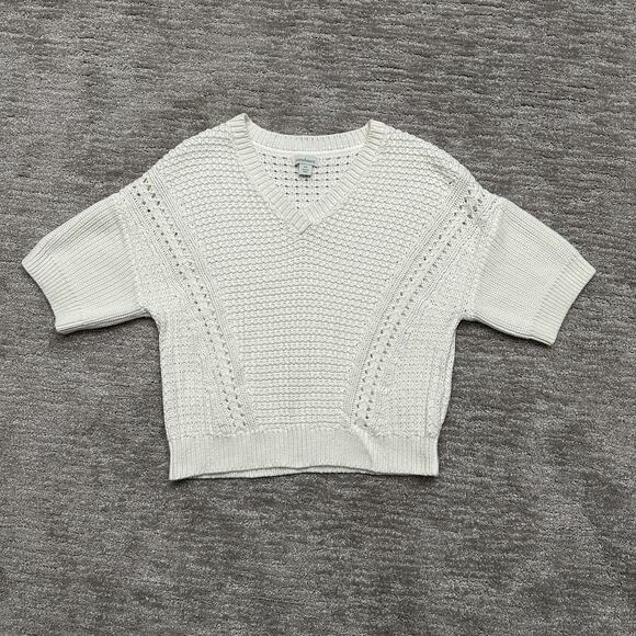 Sundance Sweater Womens XS White Short Sleeve Knit Crochet Boho Cottage - Picture 1 of 7